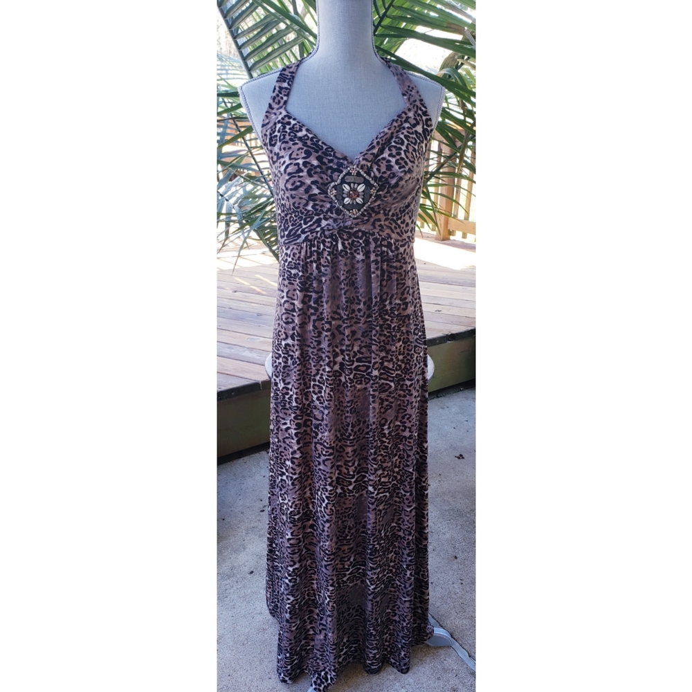 Isadora Collection Animal Halter  Maxi Sundress L